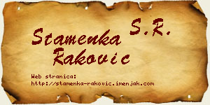 Stamenka Raković vizit kartica